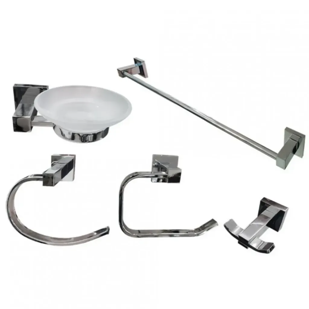 [4212] SET BAÑO MOZART 5 PIEZAS PANAMA CROMO AC.INOX 9581