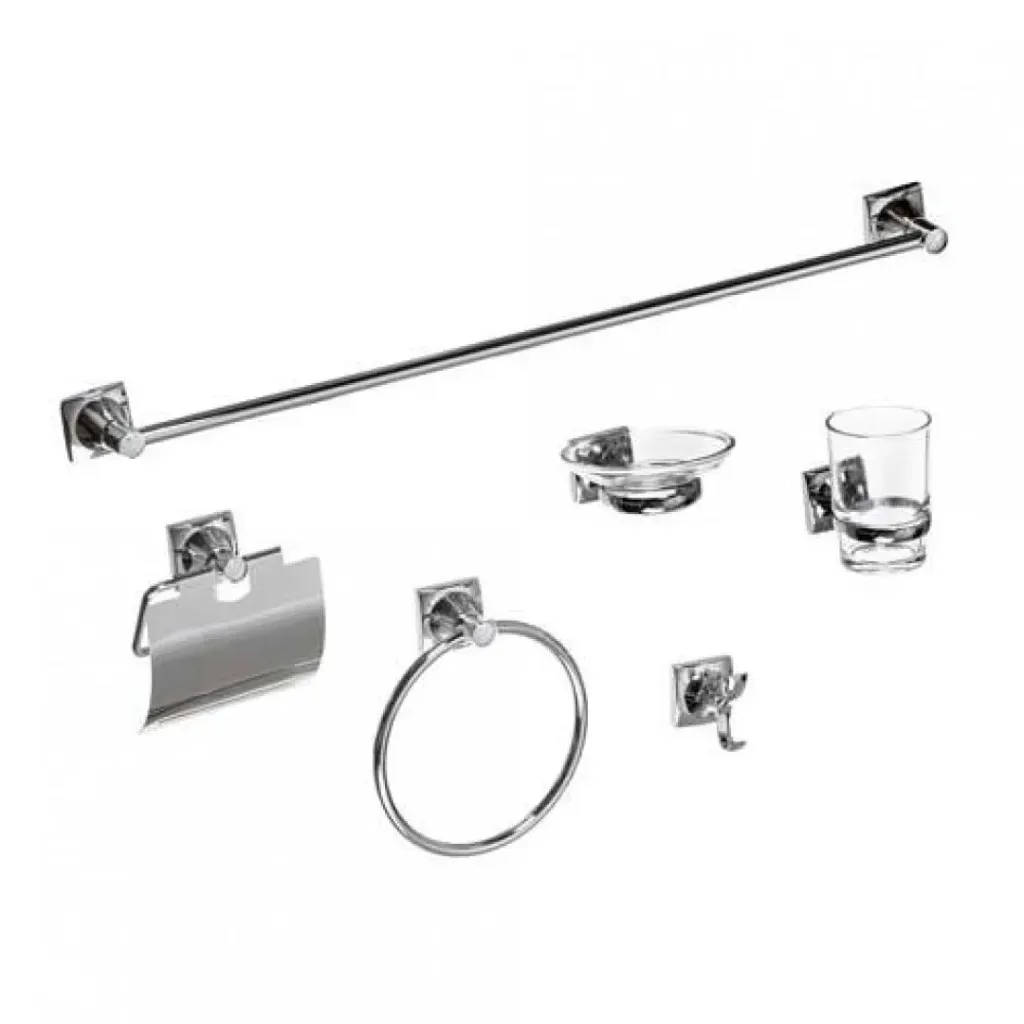 [4213] SET BAÑO MOZART NIZA 6 PIEZAS CR ZINC/AC INOX 7218