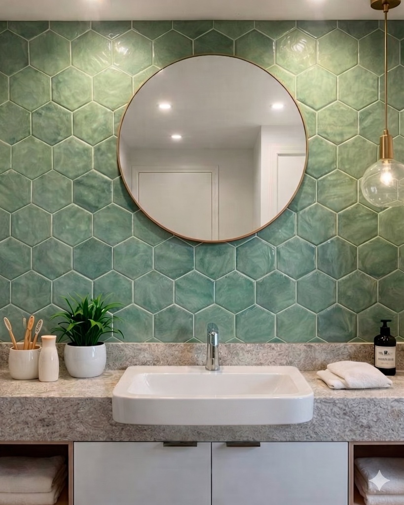 [101794] CER. MISIONES WET HEXAGON 17X19,5CM.CJ.0,90M2 VERDE BC1524