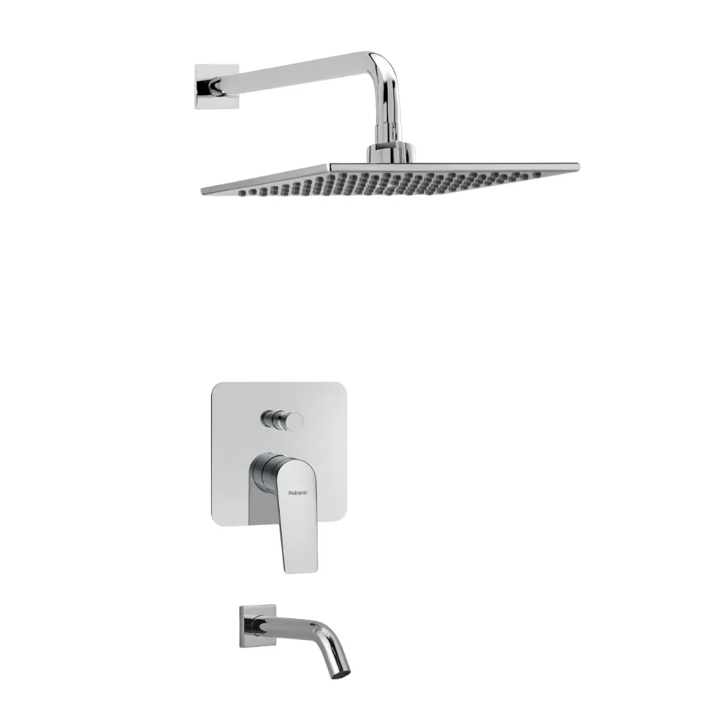 [101016] Juego Ducha Monocomando Embutir con transferencia Peirano Cromo Wave 80-168