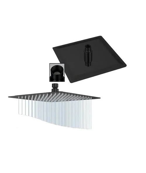 [4242] FLOR DUCHA/LLUVIA 6" MOZART NEG CUAD150X150 AC.INOX 9932