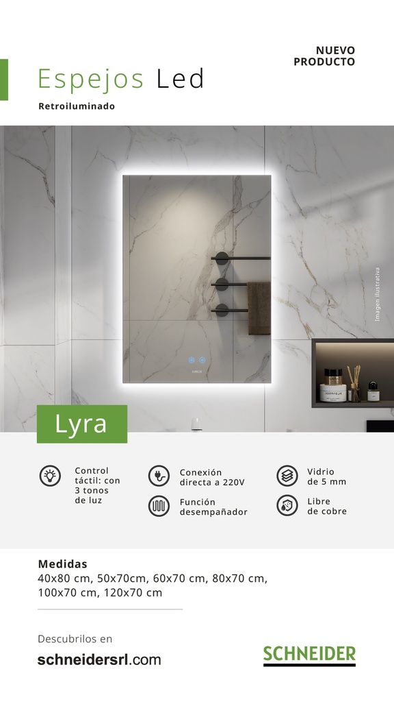 ESPEJO LED SCHNEIDER LYRA 600X700
