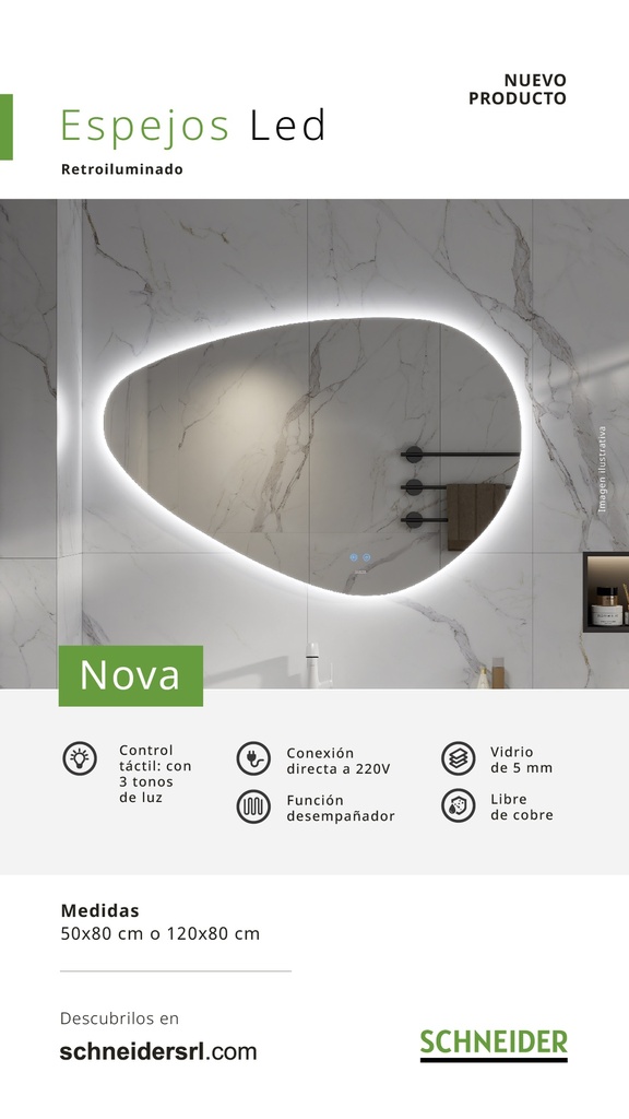 ESPEJO LED SCHNEIDER NOVA 800X500