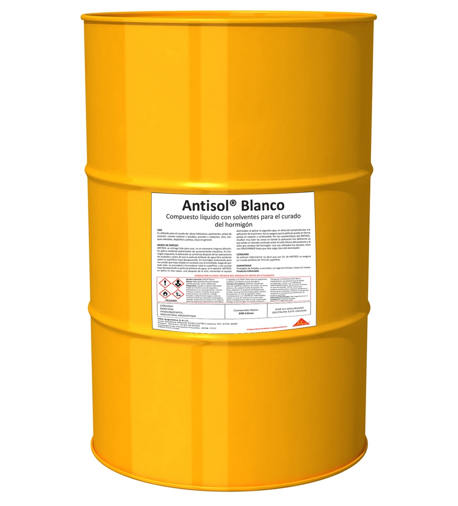 CURADO DEL HORMIGON SIKA ANTISOL NORMALZ. TAMBOR X 200 LTS 1