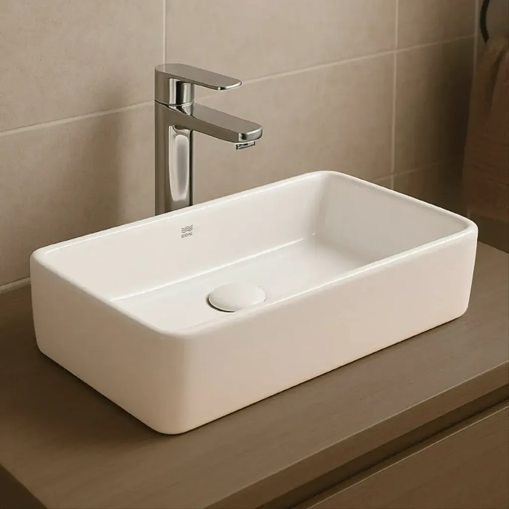 [102266] BACHA DE APOYO IDEAL RECTANGULAR CHICA 46X23 BLANCA 10055