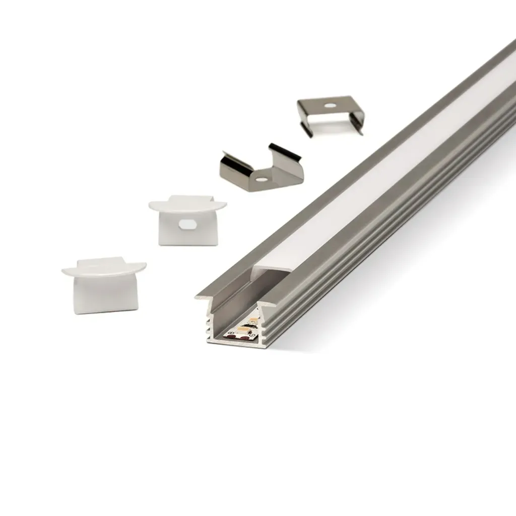 Listello LED Embutible Cromo Mate 12 mm x 21,7 mm x 2,5 m Atrim 3945