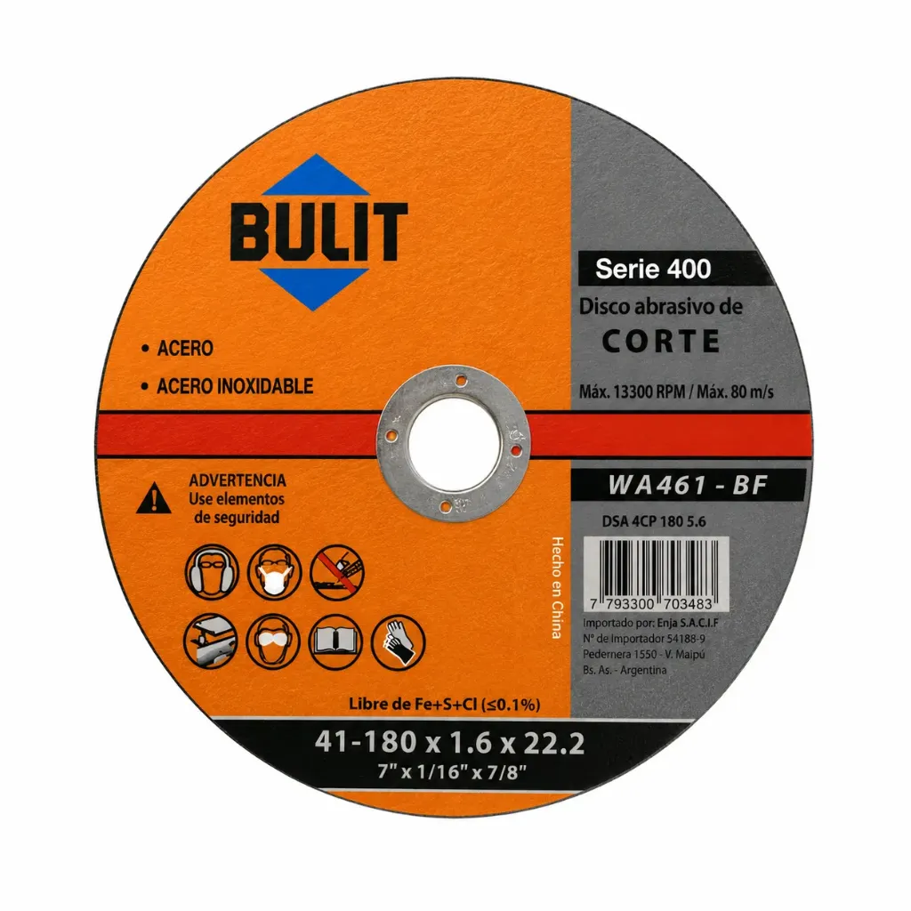 DISCO ABRASIVO DE CORTE ERPA SERIE 400 180X1,6X22,2 DSA 4CP