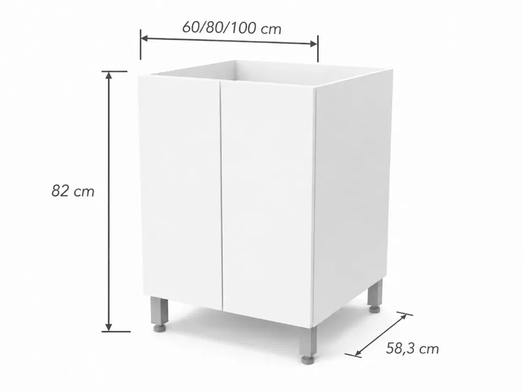 Bajo Mesada Cocina 60cm 80cm 100cm Itar (Blanco Itar, 60 cm Ancho)