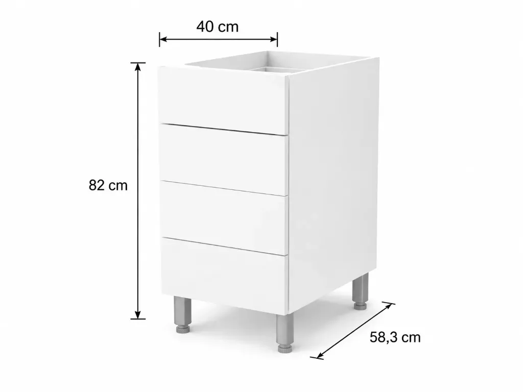 Cajonera 4 cajones Bajo Mesada Cocina 40cm Itar (Blanco Itar)
