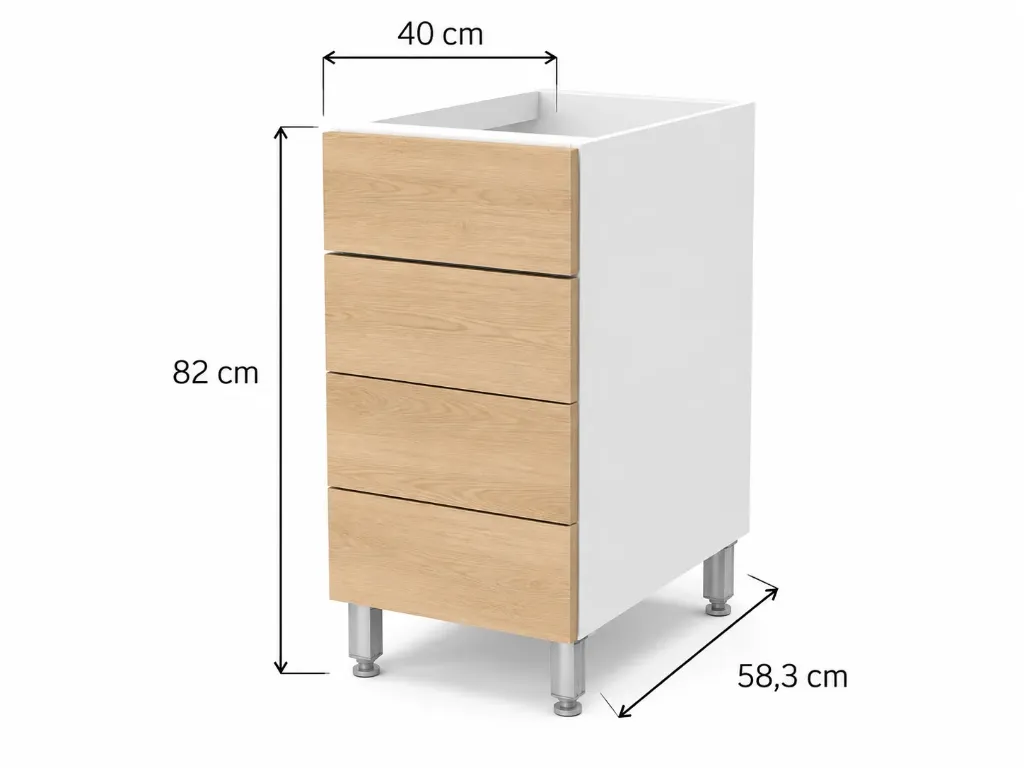 Cajonera 4 cajones Bajo Mesada Cocina 40cm Itar