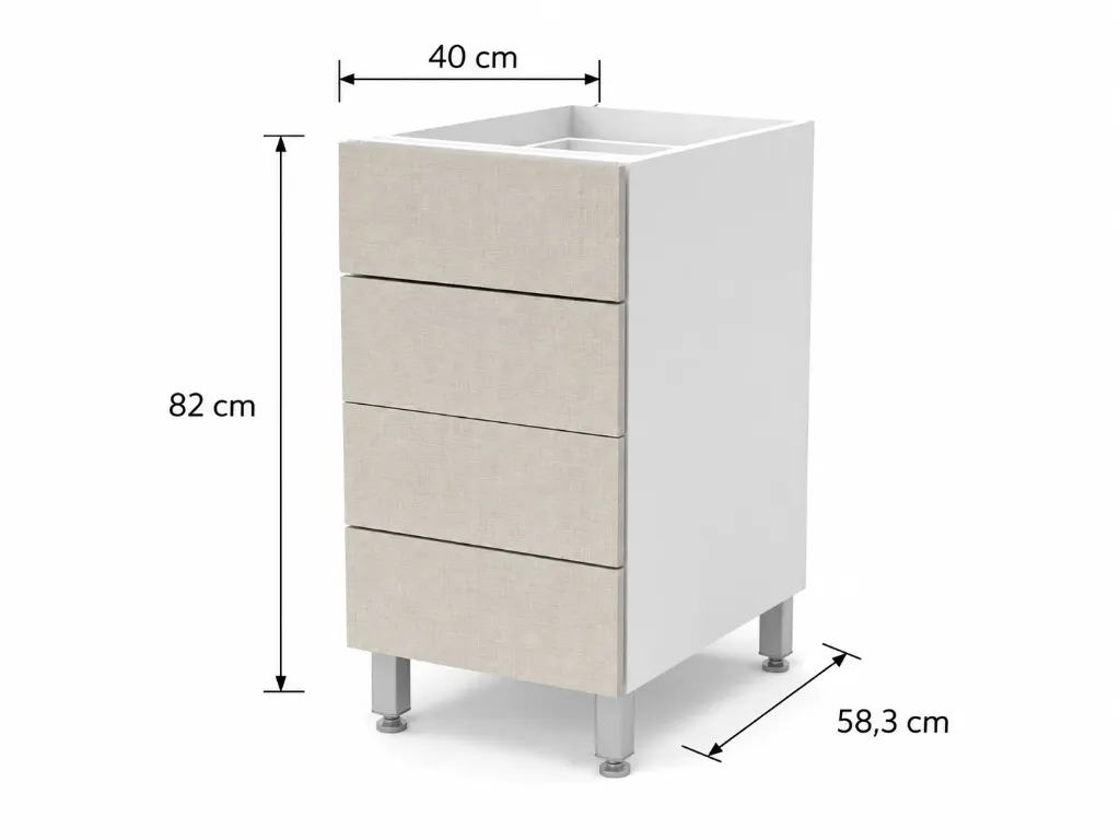 Cajonera 4 cajones Bajo Mesada Cocina 40cm Itar