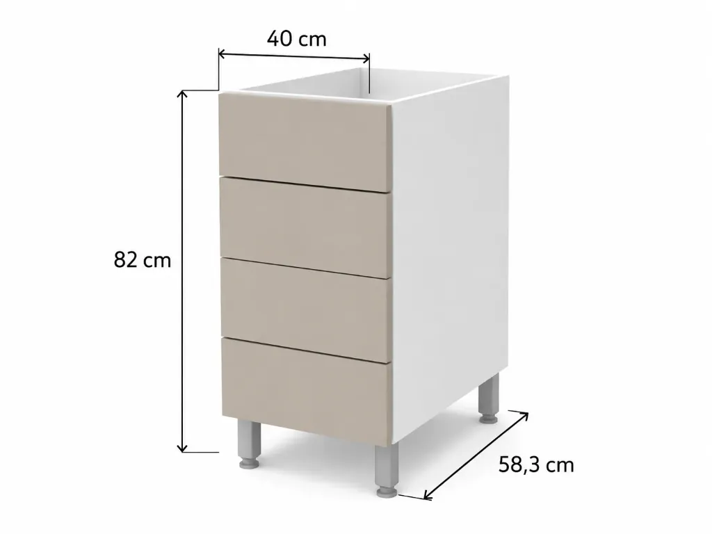 Cajonera 4 cajones Bajo Mesada Cocina 40cm Itar
