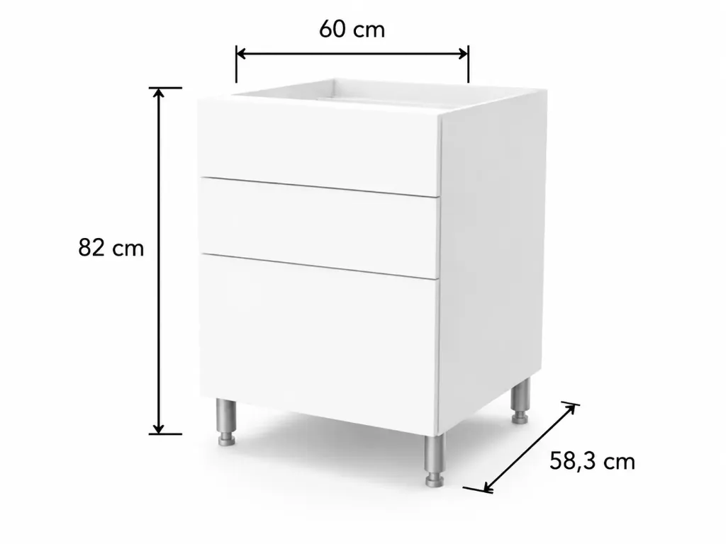 Cajonera 3 cajones 60cm Cocina Bajo Mesada Itar (Blanco Itar)