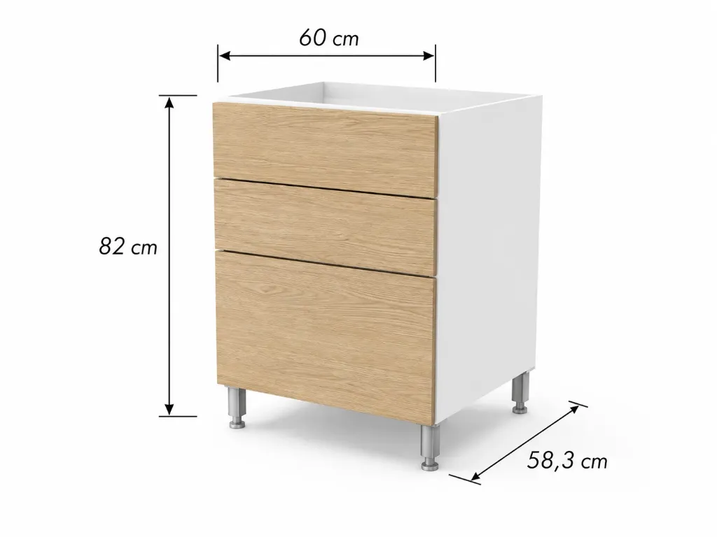 Cajonera 3 cajones 60cm Cocina Bajo Mesada Itar