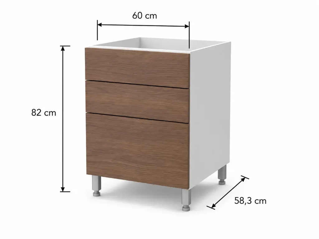 Cajonera 3 cajones 60cm Cocina Bajo Mesada Itar