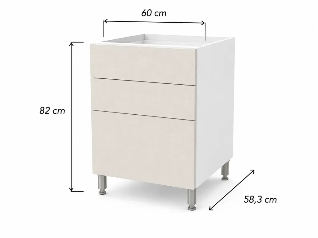 Cajonera 3 cajones 60cm Cocina Bajo Mesada Itar