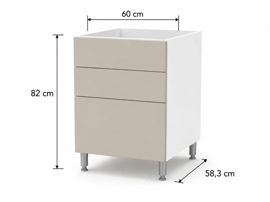 Cajonera 3 cajones 60cm Cocina Bajo Mesada Itar