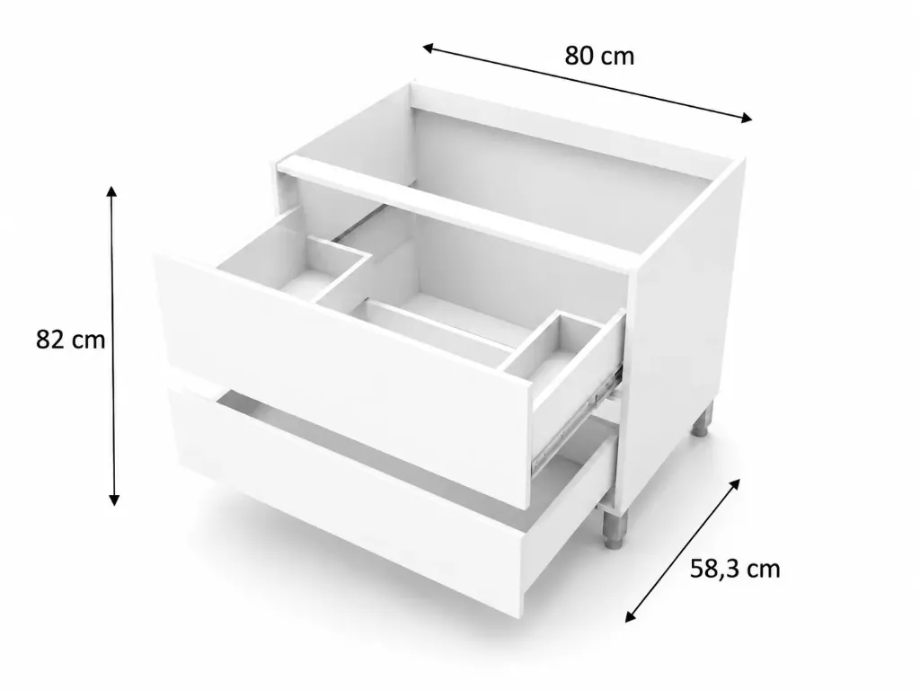Bajo Piletero 2 cajones 80cm Cocina Bajo Mesada Itar (Blanco Itar)