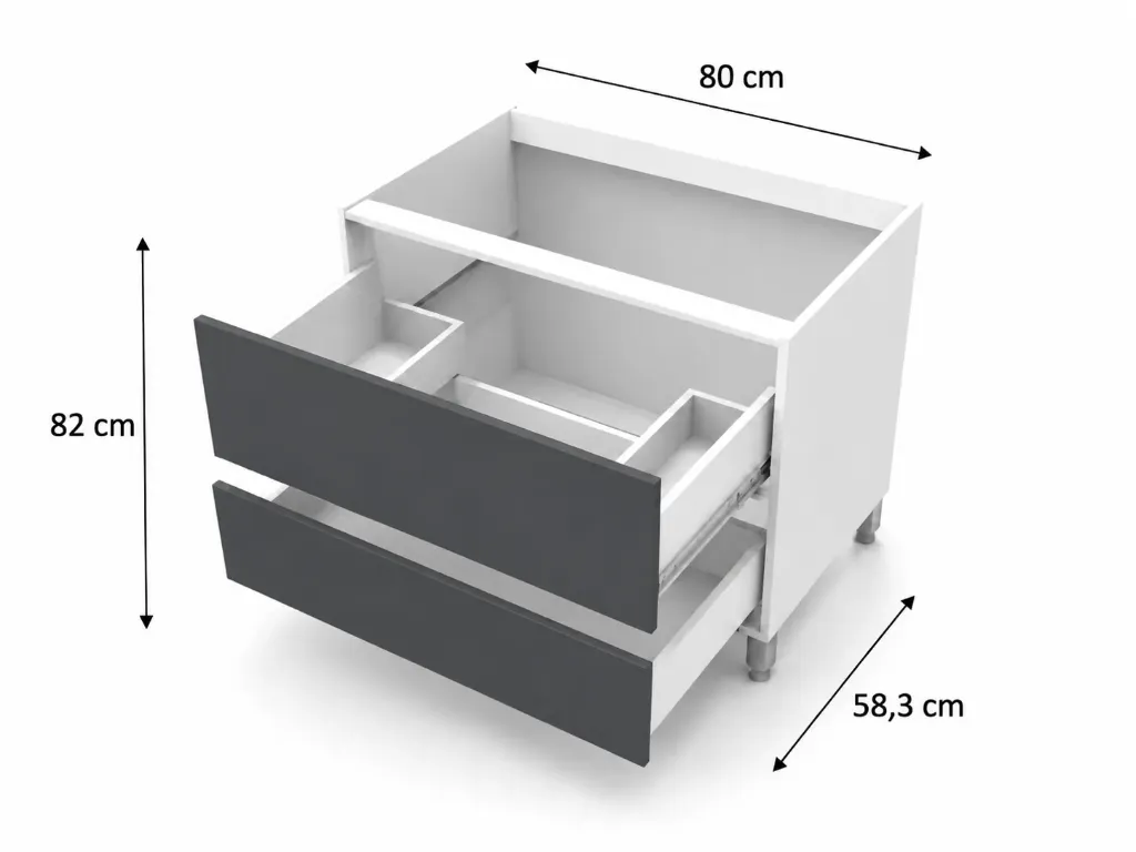 Bajo Piletero 2 cajones 80cm Cocina Bajo Mesada Itar