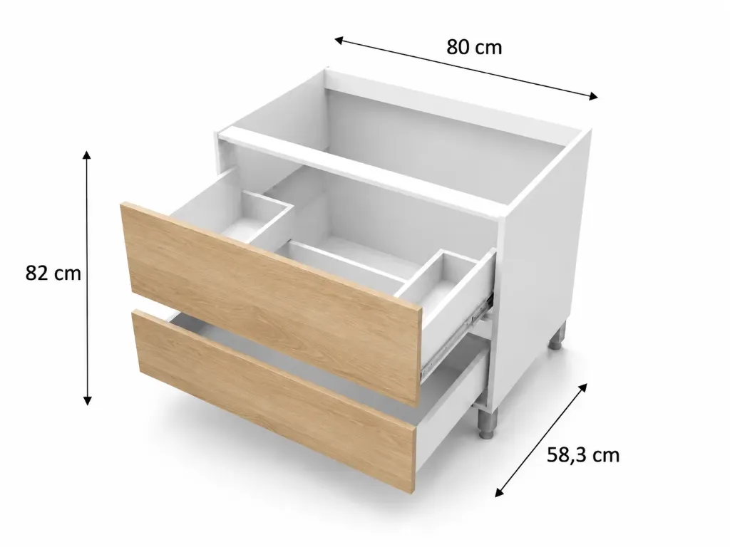 Bajo Piletero 2 cajones 80cm Cocina Bajo Mesada Itar