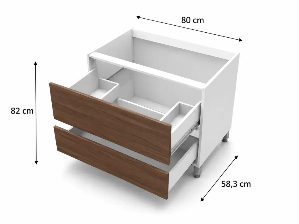 Bajo Piletero 2 cajones 80cm Cocina Bajo Mesada Itar