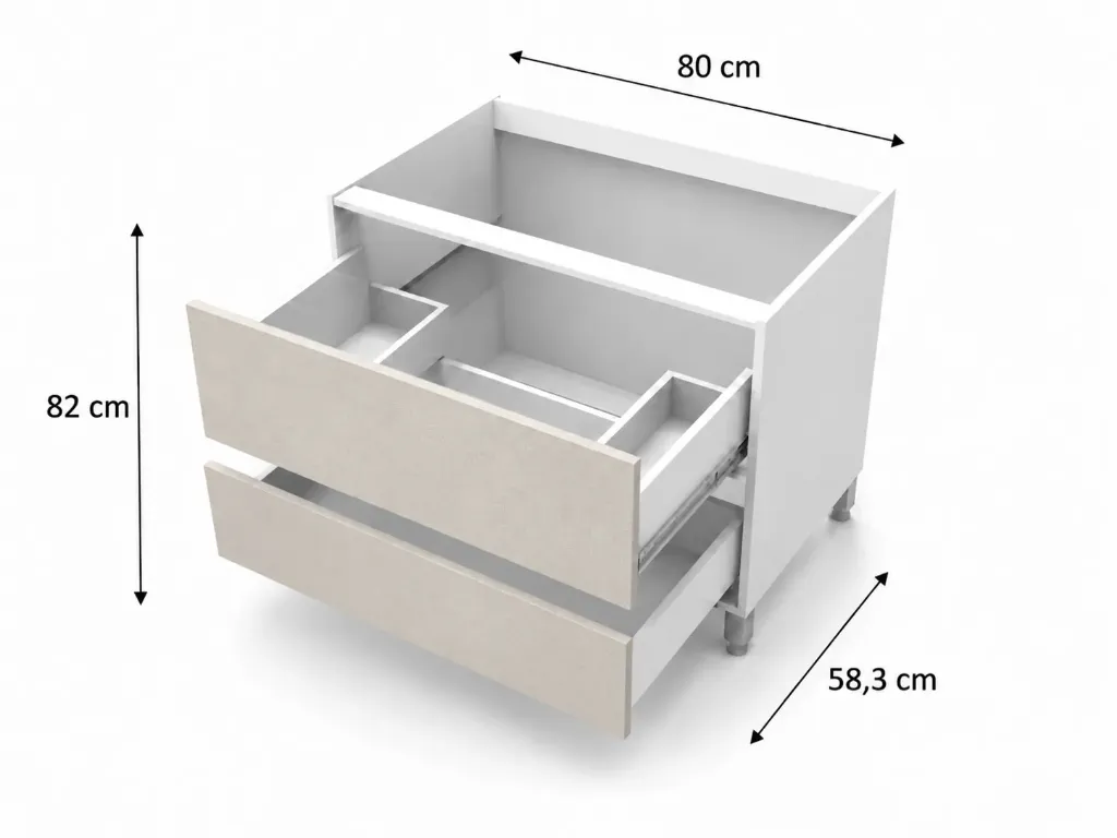 Bajo Piletero 2 cajones 80cm Cocina Bajo Mesada Itar