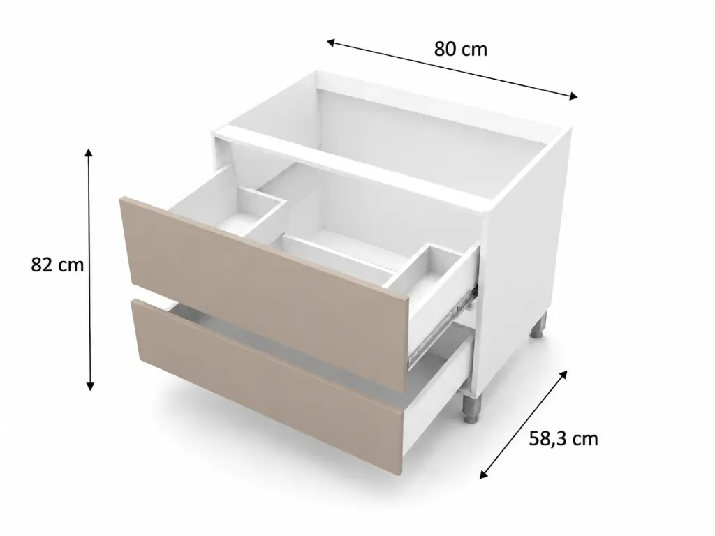 Bajo Piletero 2 cajones 80cm Cocina Bajo Mesada Itar