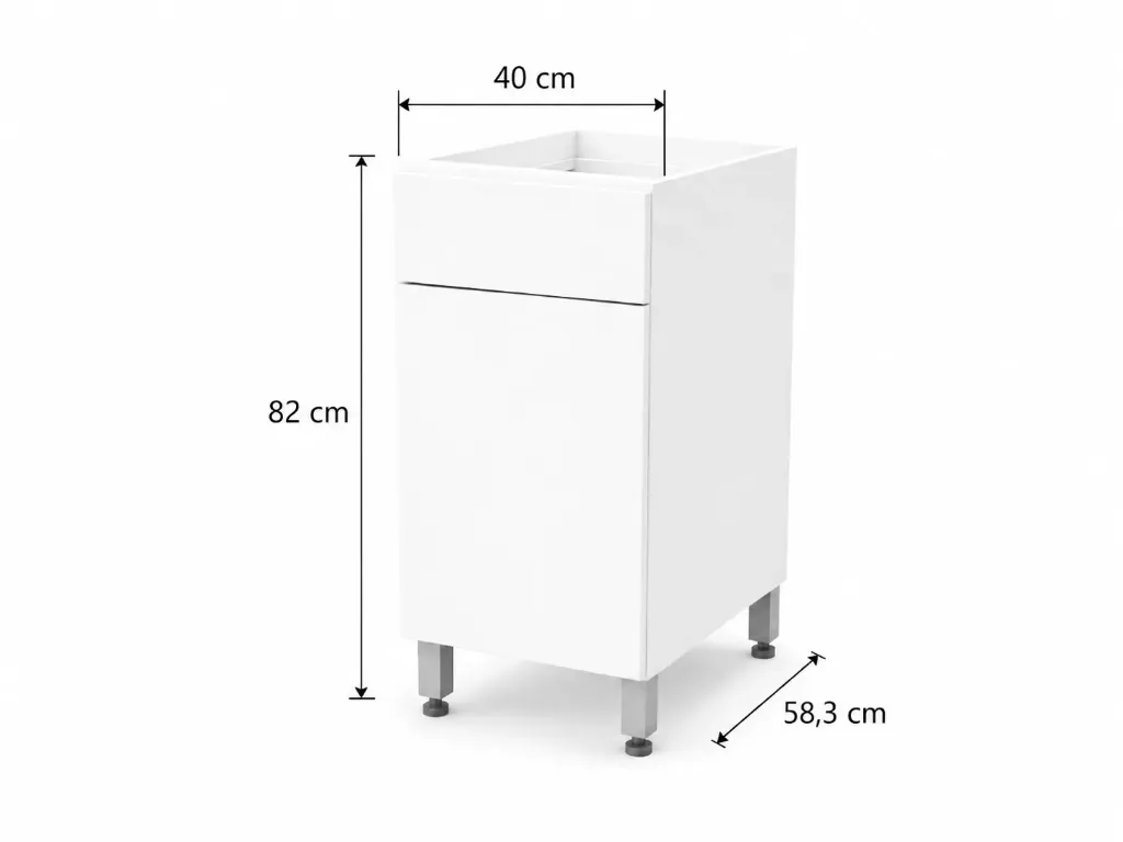 Cajonera 1 cajón y 1 puerta 40cm Cocina Bajo Mesada Itar (Blanco Itar)