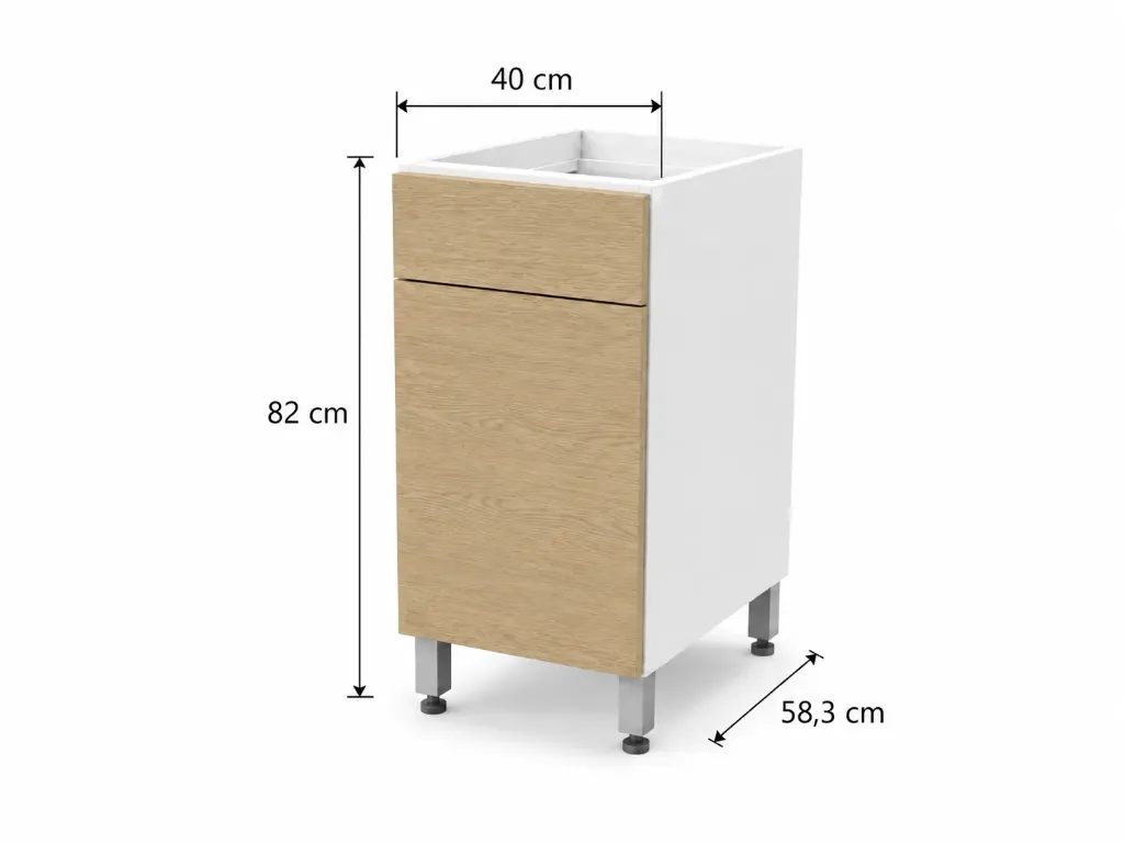 Cajonera 1 cajón y 1 puerta 40cm Cocina Bajo Mesada Itar