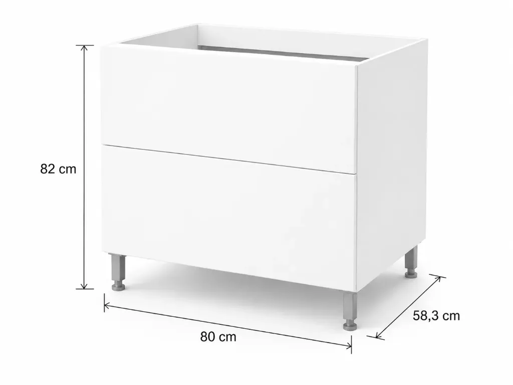 Cajonera 2 cajones 80cm Cocina Bajo Mesada Itar (Blanco Itar)