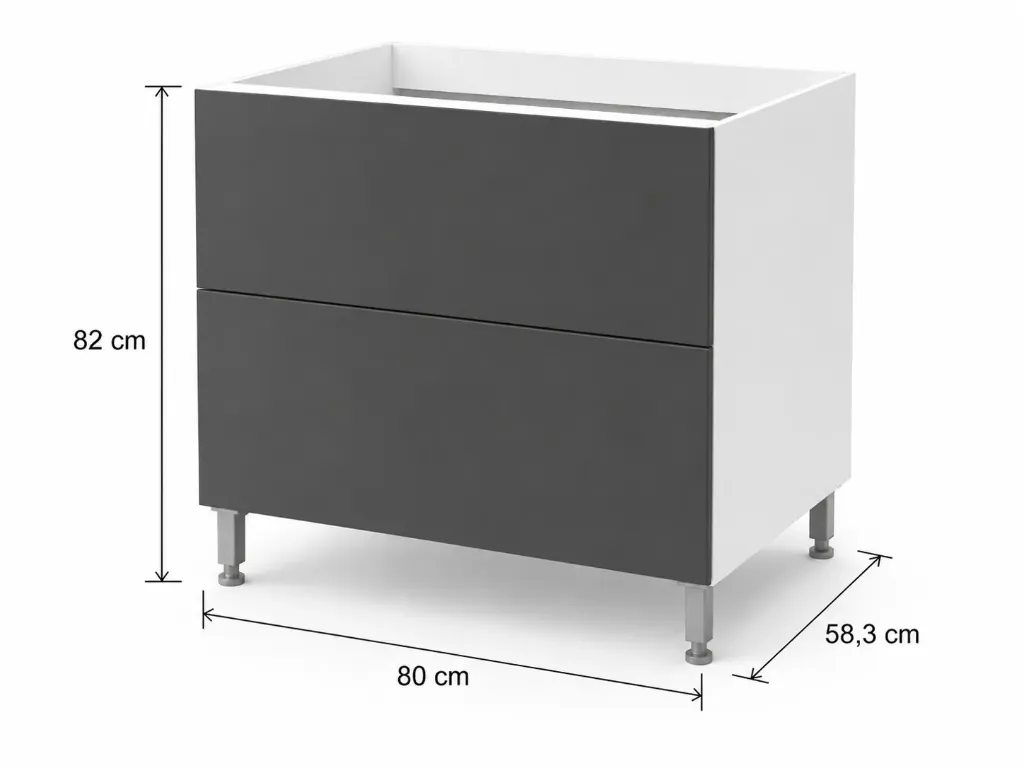 Cajonera 2 cajones 80cm Cocina Bajo Mesada Itar
