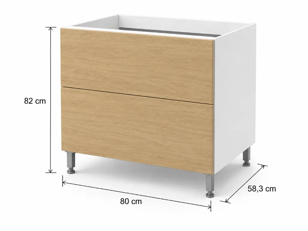 Cajonera 2 cajones 80cm Cocina Bajo Mesada Itar