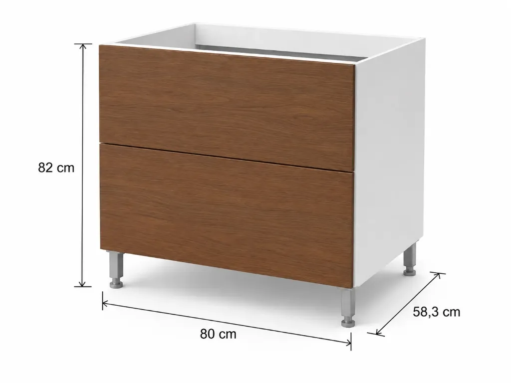 Cajonera 2 cajones 80cm Cocina Bajo Mesada Itar