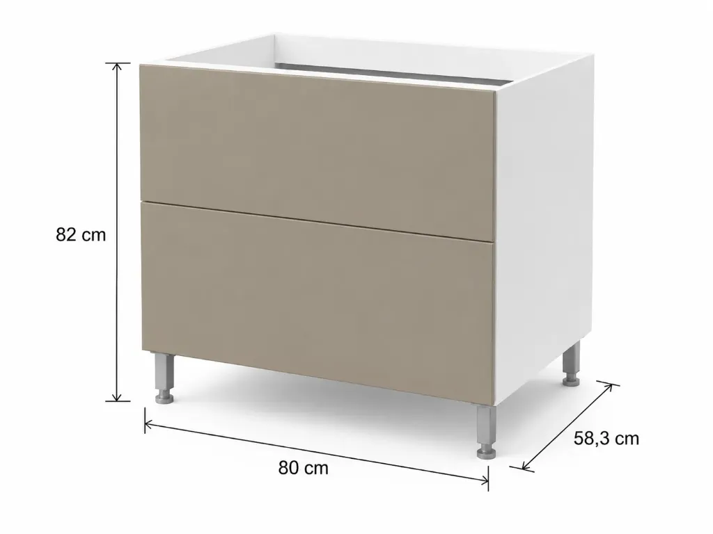 Cajonera 2 cajones 80cm Cocina Bajo Mesada Itar