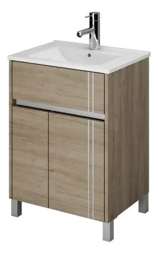 Vanitory de Pie Schneider Nature 50 cm Cajú con Bacha de Marmolina