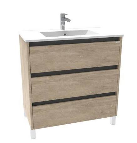 Vanitory de Pie Schneider Lina 80 cm Chiaro con Bacha de Loza