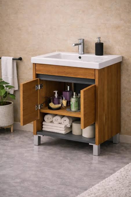 Vanitory de Pie Schneider Nivor 80 cm Moka con Bacha de Loza