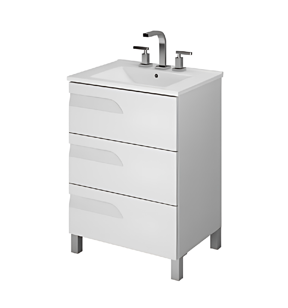 Vanitory de Pie Schneider Rivo 60 cm Blanco con Bacha de Loza