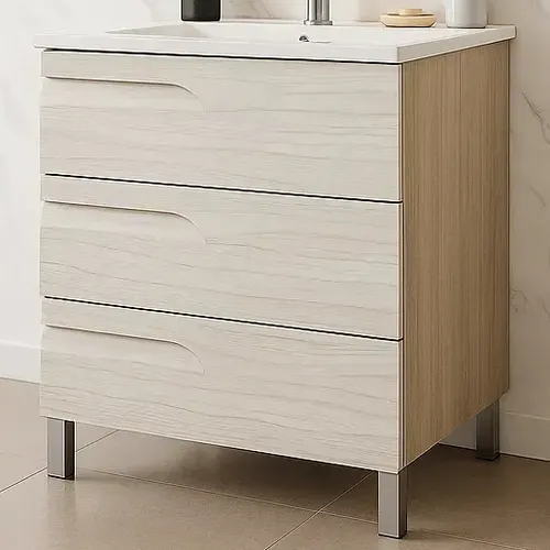 Vanitory de Pie Schneider Rivo 100 cm Rovere con Bacha de Loza