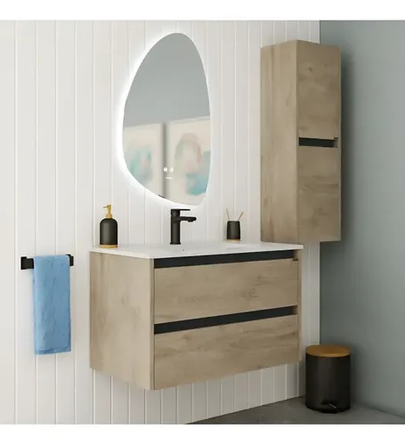 Vanitory Colgante Schneider Lina 80 cm Chiaro con Bacha de Loza