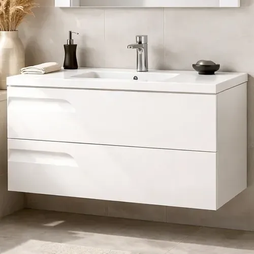Vanitory Colgante Schneider Rivo 100 cm Blanco con Bacha de Loza