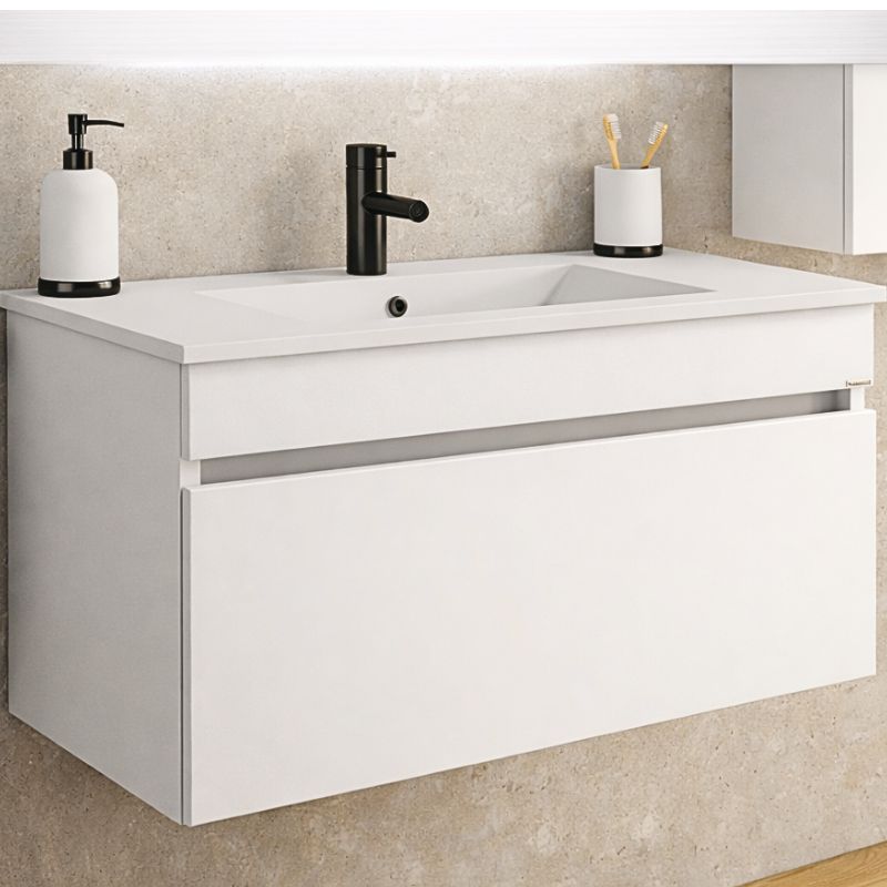 Vanitory Colgante Schneider Vitta 50 cm Glaciar con Bacha de Marmolina