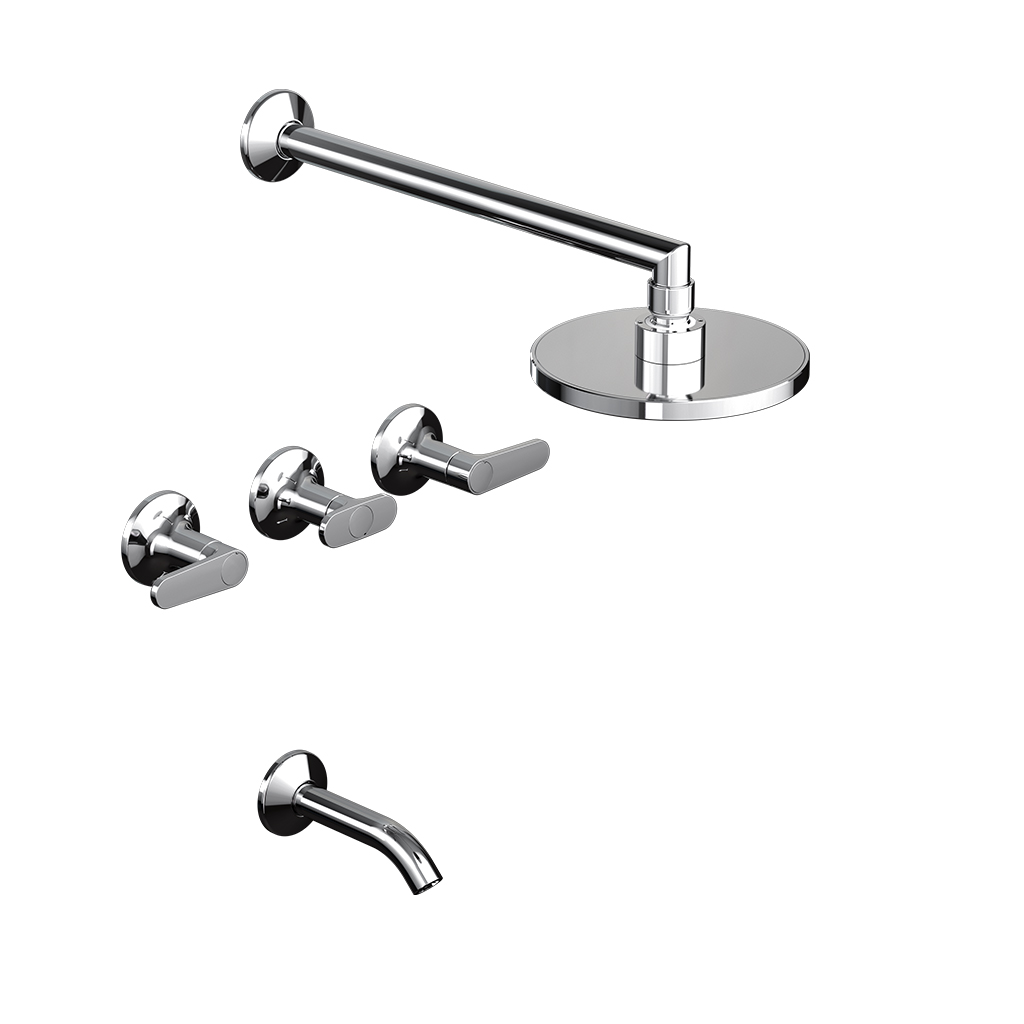 [1802] Grifería para bañera y ducha de embutir doble comando con transferencia FV Cala Lever 0103/R1L cromo