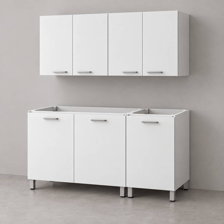 Mueble de cocina lineal 1,20 m con bajo mesada y alacenas 80 + 40 cm LINEA BOX