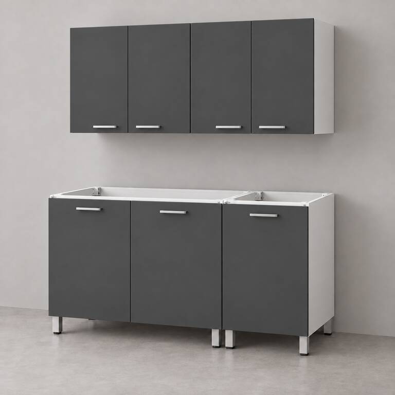 Mueble de cocina lineal 1,20 m con bajo mesada y alacenas 80 + 40 cm LINEA BOX