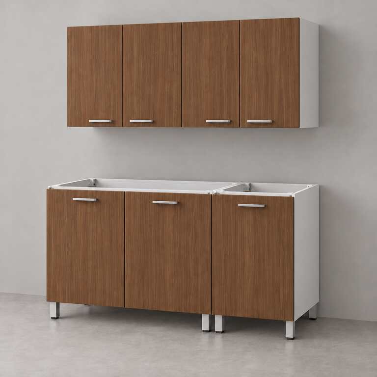 Mueble de cocina lineal 1,20 m con bajo mesada y alacenas 80 + 40 cm LINEA BOX