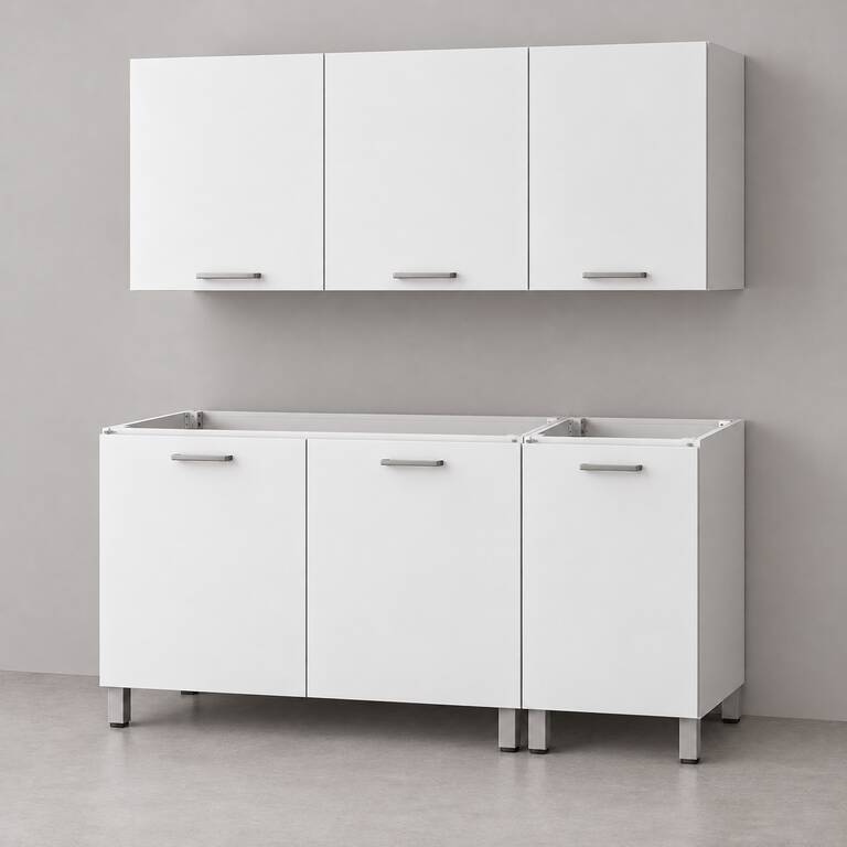 Mueble de cocina lineal 1,40 m con bajo mesada y alacenas 100 + 40 cm LINEA BOX
