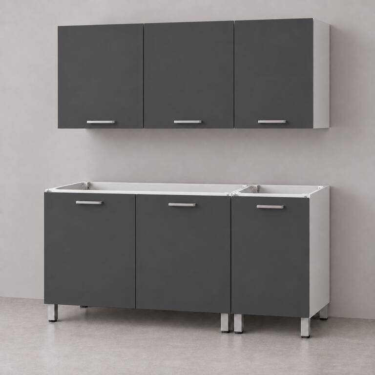 Mueble de cocina lineal 1,40 m con bajo mesada y alacenas 100 + 40 cm LINEA BOX