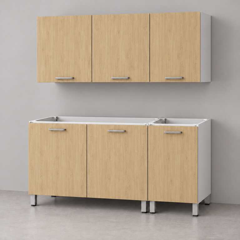 Mueble de cocina lineal 1,40 m con bajo mesada y alacenas 100 + 40 cm LINEA BOX