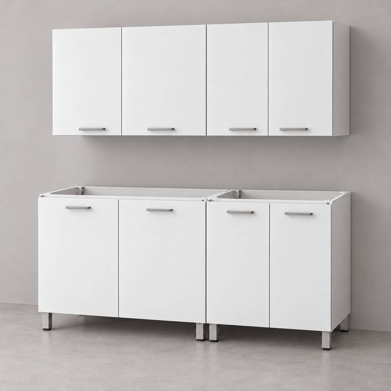 Mueble de cocina lineal 1,40 m con bajo mesada y alacenas 80 + 60 cm LINEA BOX